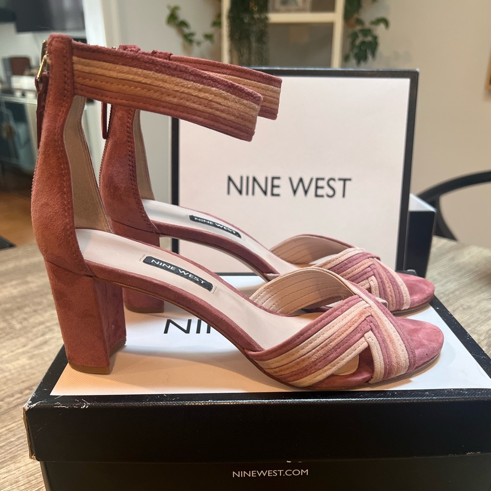 Pink suede heels